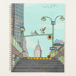 Metro Stopp Manhattan NYC Whimsical Illustration Planer