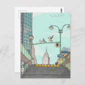 Metro Stopp Manhattan NYC Whimsical Illustration Postkarte (Vorne/Hinten)