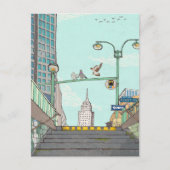 Metro Stopp Manhattan NYC Whimsical Illustration Postkarte (Vorderseite)