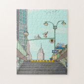 Metro Stopp Manhattan NYC Whimsical Illustration Puzzle (Vertikal)