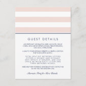 Metro Strip Guest Information Card | Blush & Navy Begleitkarte (Vorderseite)