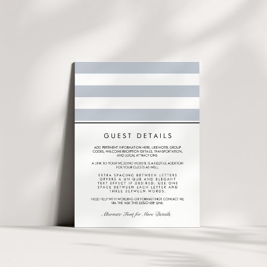 Metro Strip Guest Information Card | Grau Begleitkarte
