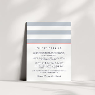 Metro Strip Guest Information Card   Korallen & Gr Begleitkarte