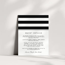 Metro Strip Guest Information Card | Schwarz Begleitkarte