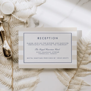 Metro Stripe Reception Karte   Marineblau und Crem
