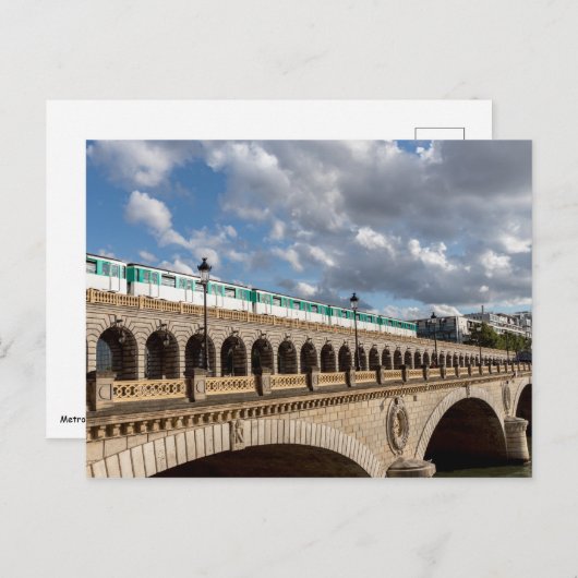 Metro überquert Bercy Bridge - Paris Postkarte (Vorne/Hinten)