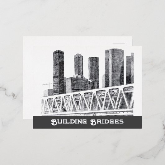 Metrobrücke zeichnend Stift Folien Feiertagspostkarte (Vorderseite/Rückseite)