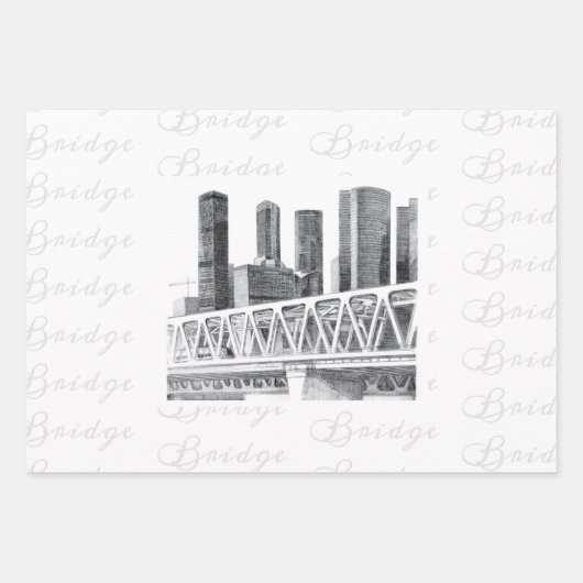 Metrobrücke zeichnend Stift Geschenkpapier Set (Vorderseite 3)