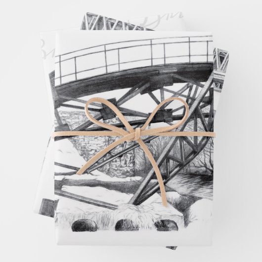 Metrobrücke zeichnend Stift Geschenkpapier Set (Beispiel)