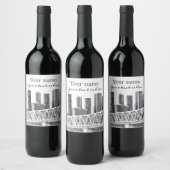 Metrobrücke zeichnend Stift Weinetikett (Flaschen)