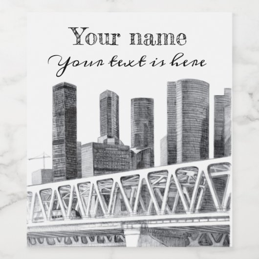 Metrobrücke zeichnend Stift Weinetikett (Einzelnes Label)