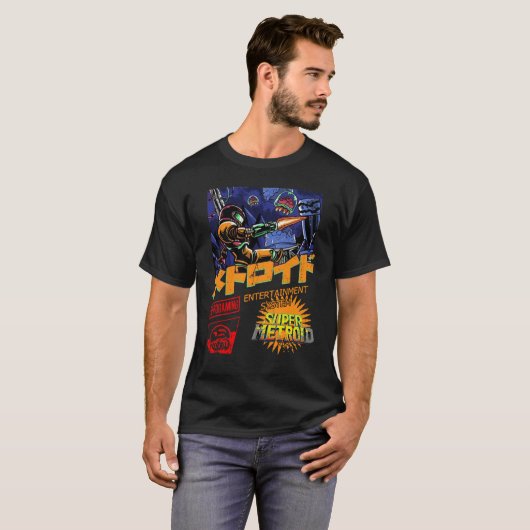 Metroid Dread Retro Design-Grafik Samus T - Shirt (Vorne ganz)