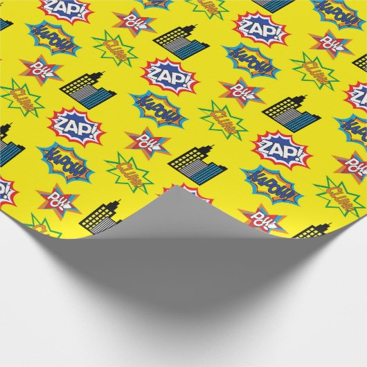 Metropole Gelb und Blau Geschenkpapier (Ecke)