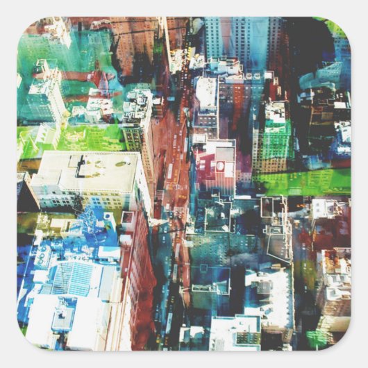 Metropole Quadratischer Aufkleber (Vorderseite)