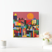 METROPOLIS CASTLE UND SONNE QUADRATISCHE WANDUHR (Zuhause)