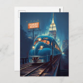 Metropolis Express | Art Deco New York Train Postkarte (Vorne/Hinten)