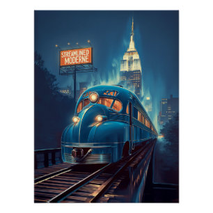 Metropolis Express Art Deco New Yorker Zug Poster