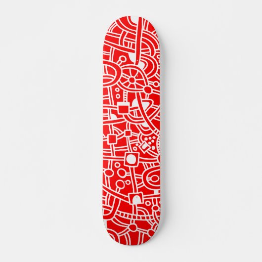 Metropolis II - Weißes Rot Skateboard (Vorne)