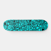 Metropolis III - Schwarz auf Cyan Skateboard (Horizontal)