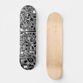 Metropolis III - Weiß auf Schwarz Skateboard (Vorderseite)