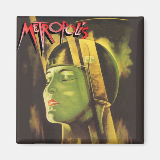 Metropolis-Quadratzmagnet (Gesicht in Helm) Magnet (Vorne)