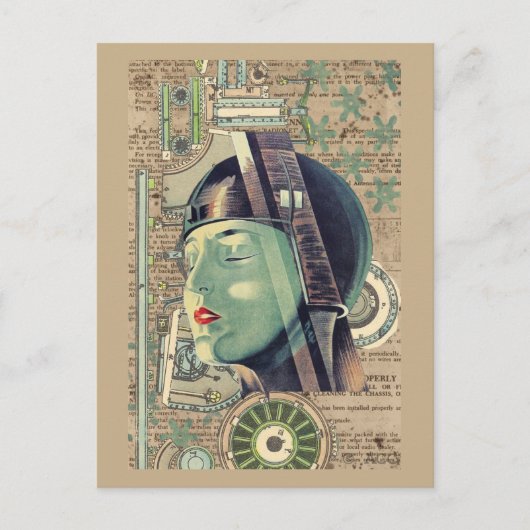 Metropolis Steampunk Woman Postkarte (Vorderseite)