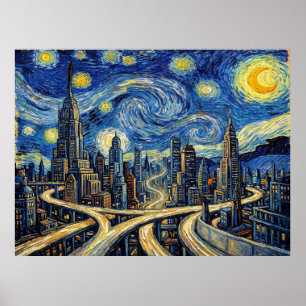Metropolis Sternenhimmel-Film-Landschaft Poster