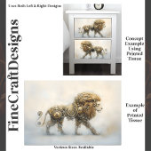 Mettalic Steampunk Lion Wheels Cogs E8R Decoupage Seidenpapier