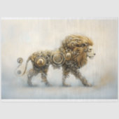 Mettalic Steampunk Lion Wheels Cogs E8R Decoupage Seidenpapier (Vorderseite)