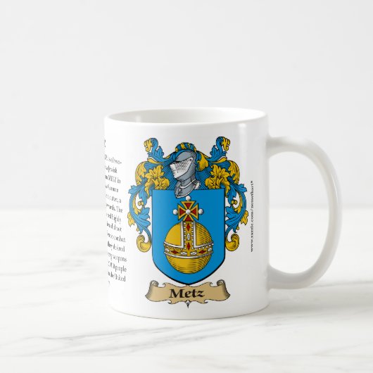 Metz-Familien-Wappen (Wappen) einschließlich seins Kaffeetasse (Rechts)