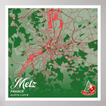 Metz - France Christmas Color City Map