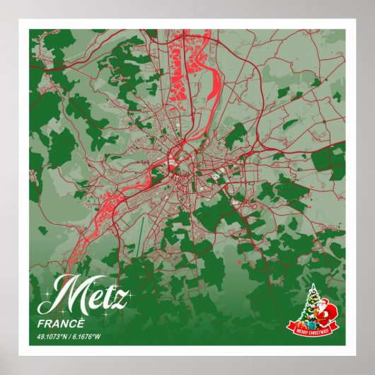 Metz - France Christmas Color City Map Poster (Vorne)