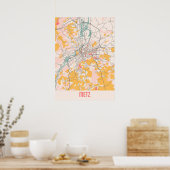 Metz - Frankreich Chalk City Map Poster (Küche)