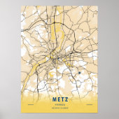 Metz - Frankreich - Gelbe Stadtkarte Poster (Vorne)