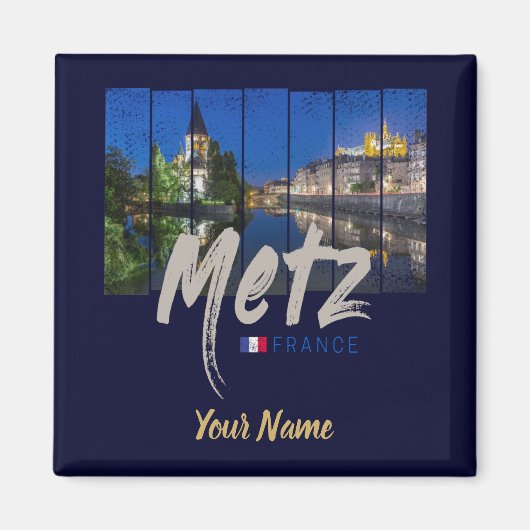 Metz Grand Est France - Vintages Nachtleben Magnet (Vorne)