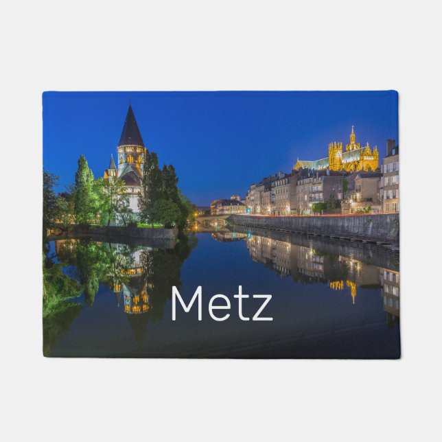 Metz Temple Neuf France Night Moselle Souvenir Fußmatte (Vorderseite)