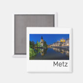 Metz Temple Neuf France Night Moselle Souvenir Magnet (Vorderseite/Rückseite)