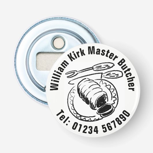 Metzger. Metzgeruch Flaschenöffner (Vorderseite)