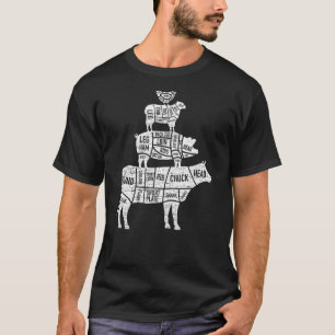 Metzger Schneidet Futter Pyramide Rindfleisch Lamm T-Shirt