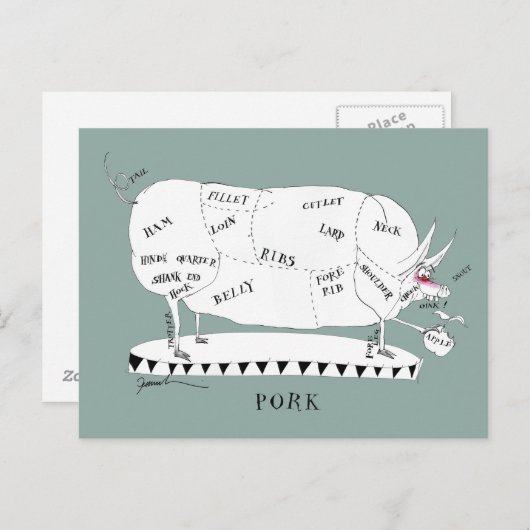 Metzger schneidet Schwein, Tony fernandes Postkart Postkarte (Vorne/Hinten)