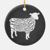 Metzgerdiagramm Fleisch schneidet Takt Lamm Schafe Keramik Ornament (Hinten)