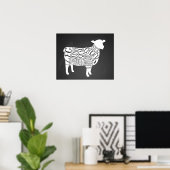 Metzgerdiagramm Fleisch schneidet Takt Lamm Schafe Poster (Heimbüro)