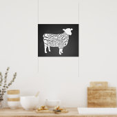 Metzgerdiagramm Fleisch schneidet Takt Lamm Schafe Poster (Küche)