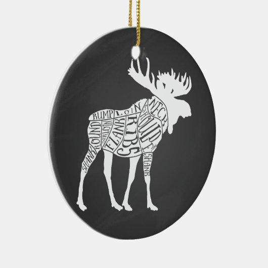 Metzgerdiagramm Fleisch schneidet Uhr Elche Jagd Keramik Ornament (Rechts)