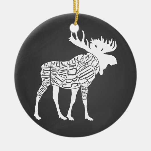 Metzgerdiagramm Fleisch schneidet Uhr Elche Jagd Keramik Ornament (Vorne)