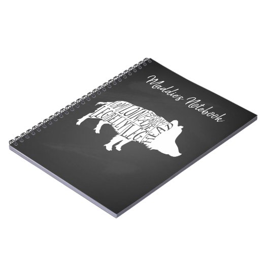 Metzgerdiagramm Fleisch schneidet Wildschweine ab Notizblock (Linke Seite)