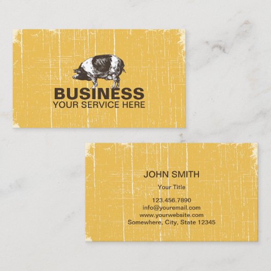 Metzgerei Fleischmarkt Vintages Schweinegrippe Visitenkarte (Vorne/Hinten)