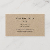 Metzgerei mit geschliffenem RUSTIK Visitenkarte (Rückseite)