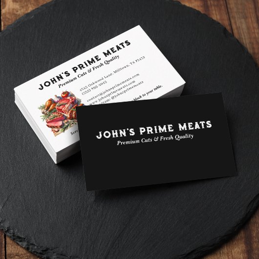 Metzgerei Premium Fleischteilstücke Tagline & Slog Visitenkarte