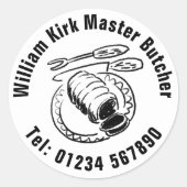 Metzgerei Runder Aufkleber (Vorderseite)